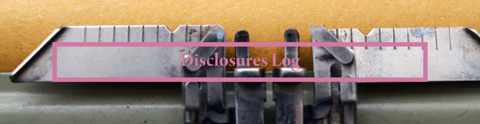 Disclosures Log Banner