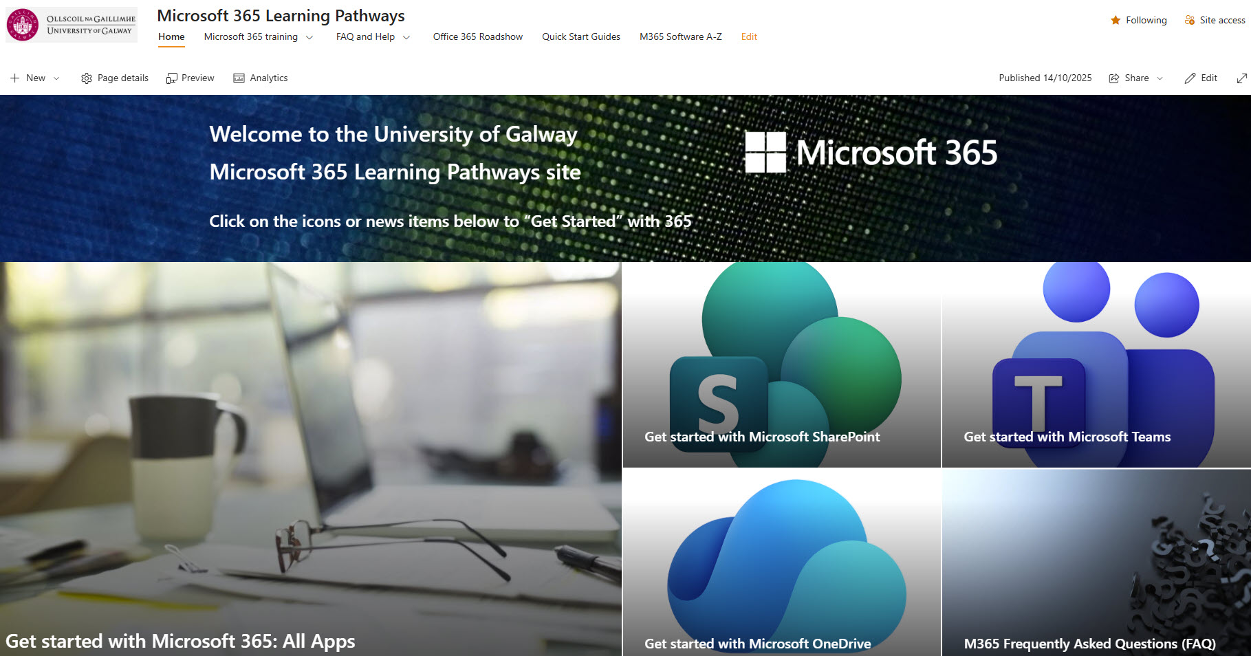 M365 Learning Pathways Landing Page