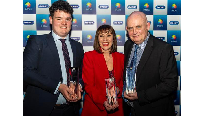 Tom O'Connor with RT&Eacute; newsreader Sharon Tobin and his uncle Conor McMahon.