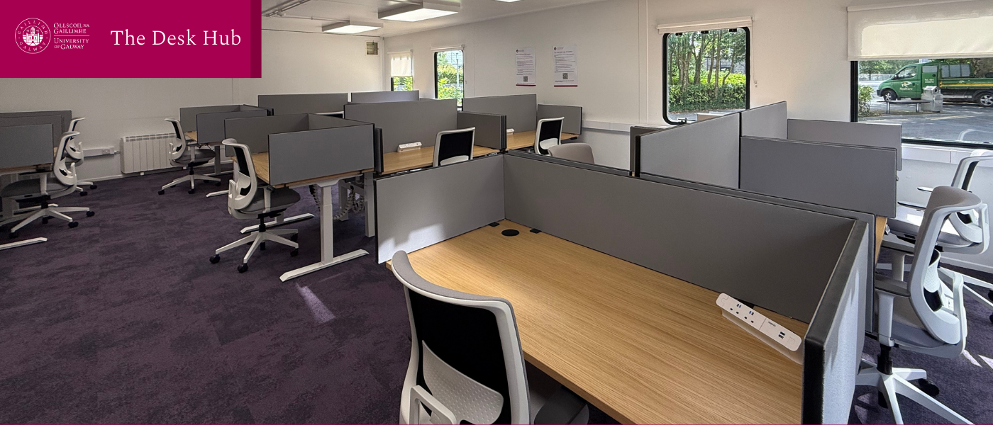 Located on the ground floor of Block S, The Desk Hub is a bright, quiet space with 17 bookable height-adjustable desks.
