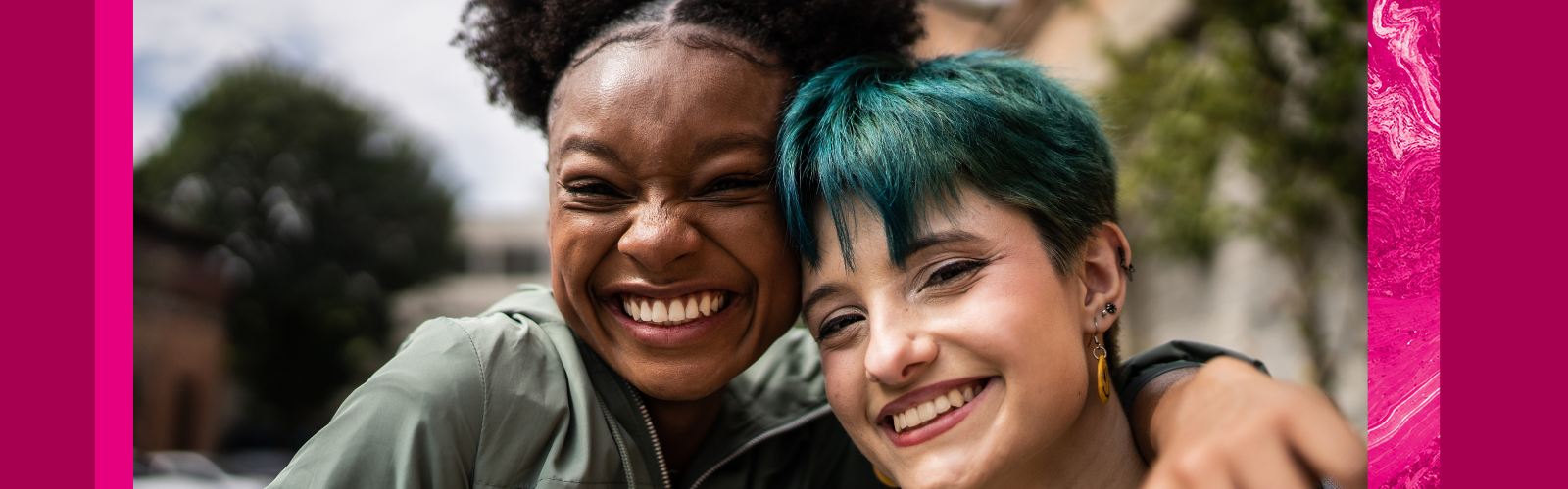 Female University students smiling in sunny destination