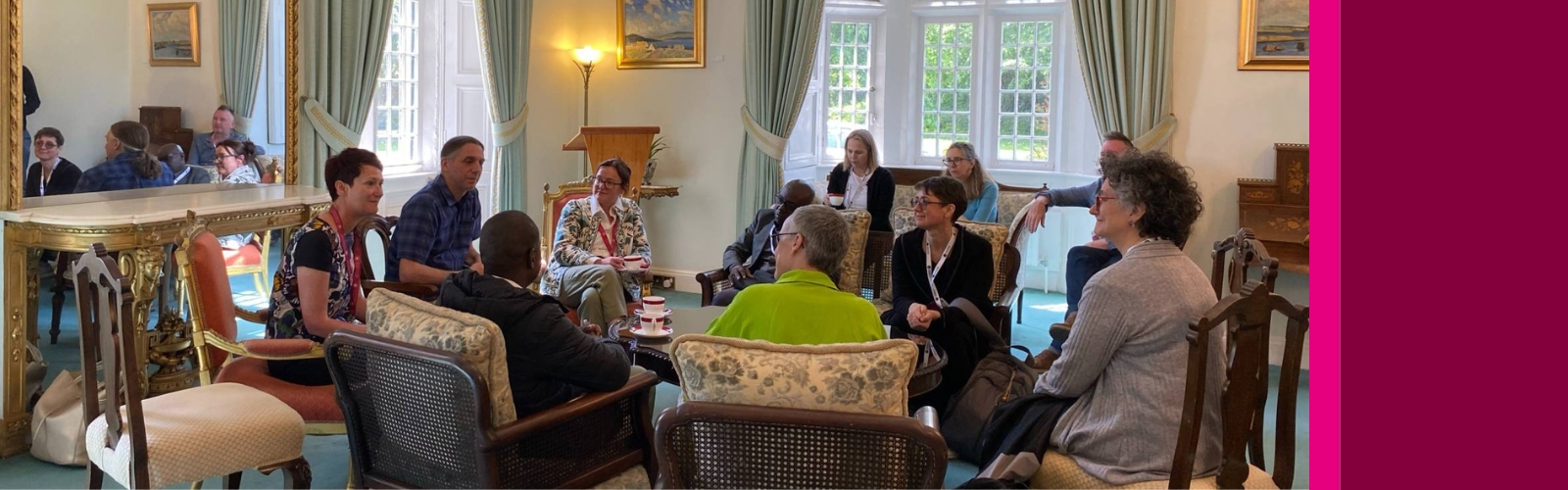 Staff delegation in the president's drawing room.