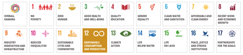 Top 10 position globally for SDG12 - Responsible Consumption in the Times Higher Education Impact Rankings.