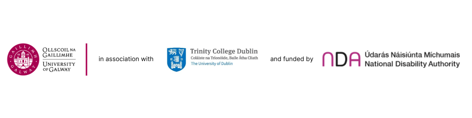 Project logos for University of Galway, Trinity College Dublin and the NDA