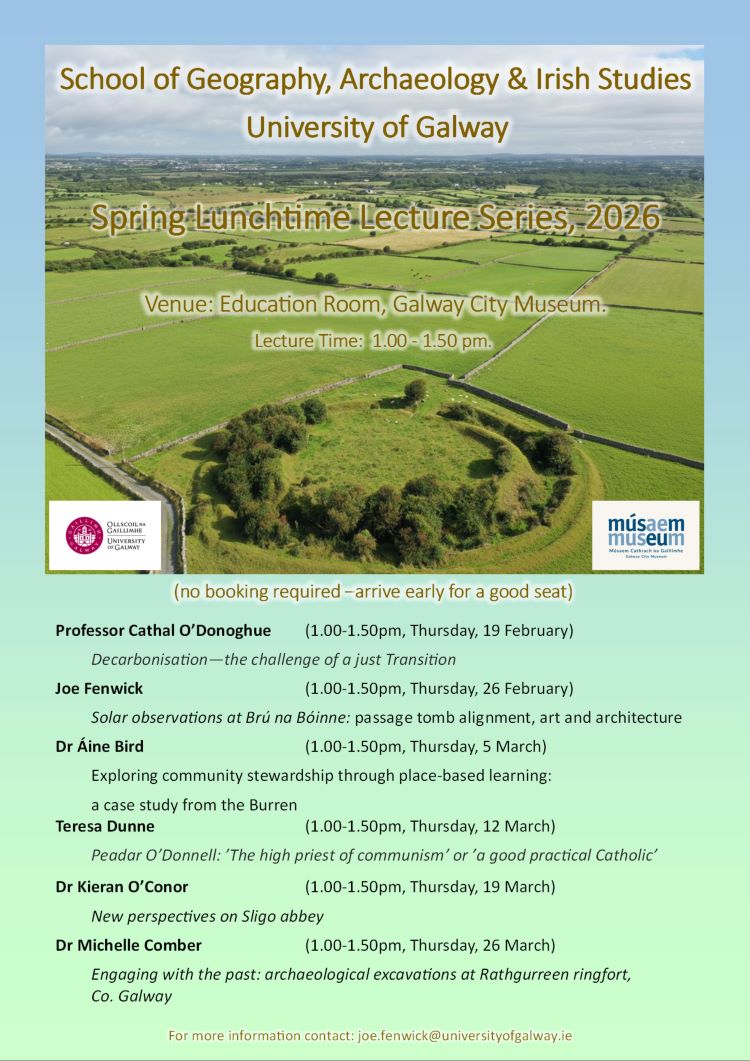 School of Geography, Archaeology & Irish Studies: Spring Lunchtime Lecture Series, 2026