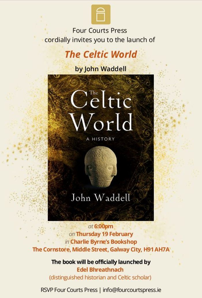 Book launch invitation for 'The Celtic World' by Professor John Waddell