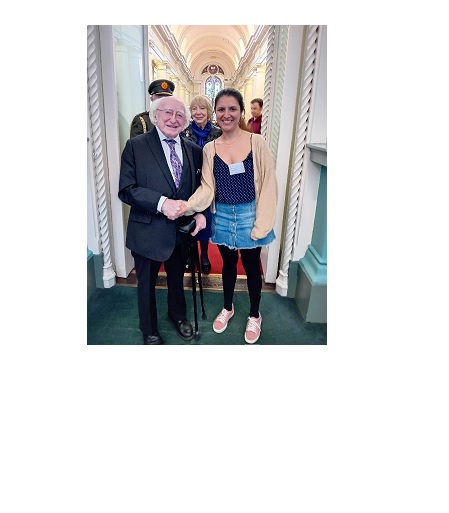 Macarena Montero and the President of Ireland Michael D Higgins