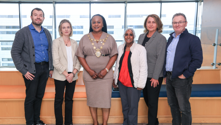 Mayor of Galway City, Cllr Helen Ogbu with School staff