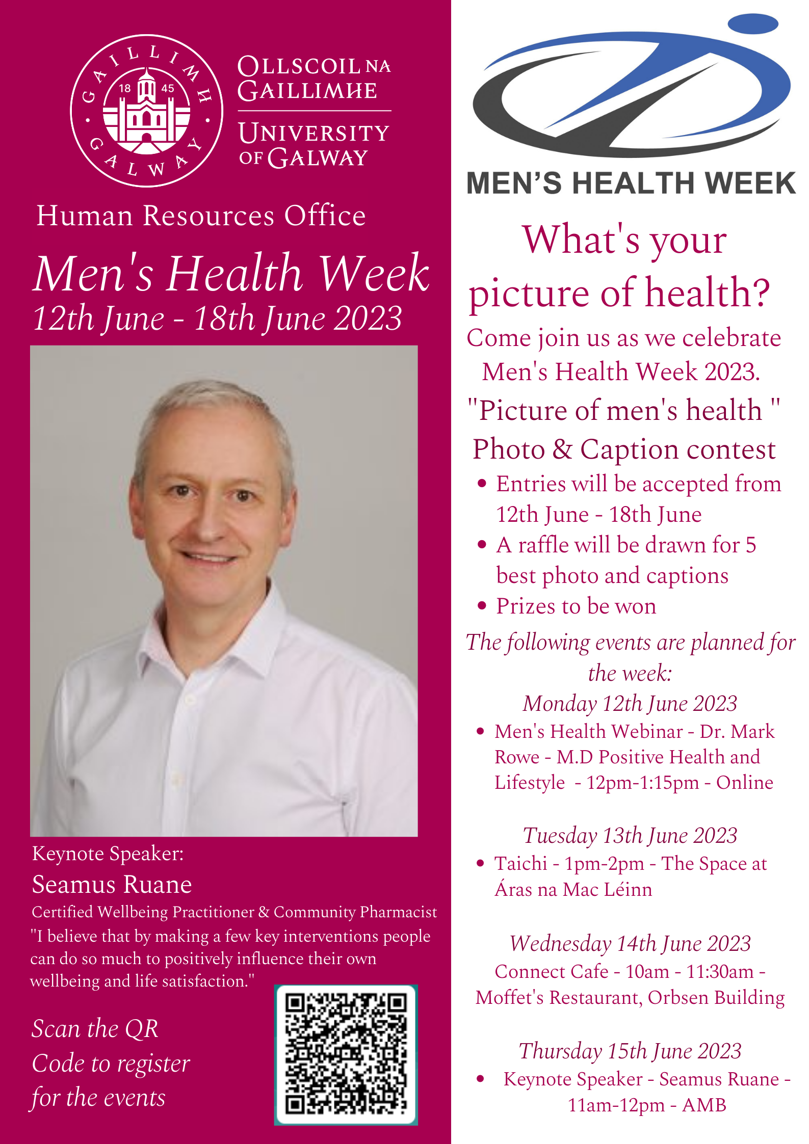 Men's Health Week Events poster informnation June 12th 2023