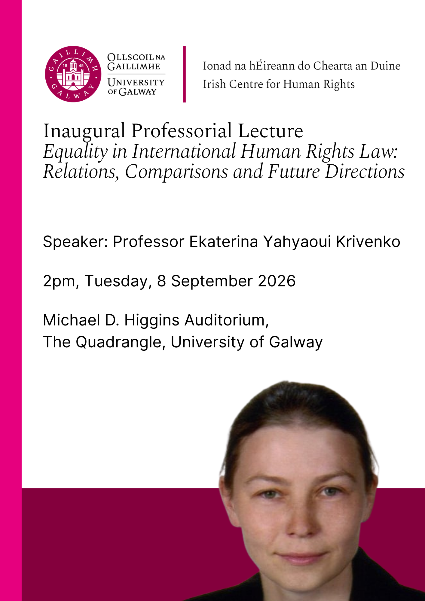 Inaugural Professorial Lecture - Professor Ekaterina Yahyaoui Krivenko