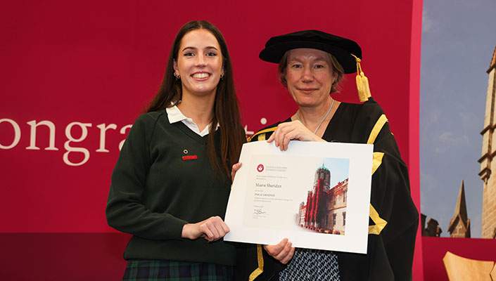 Maeve Sheridan from Salerno Jesus and Mary Secondary School, Galway City, with Professor Becky Whay,