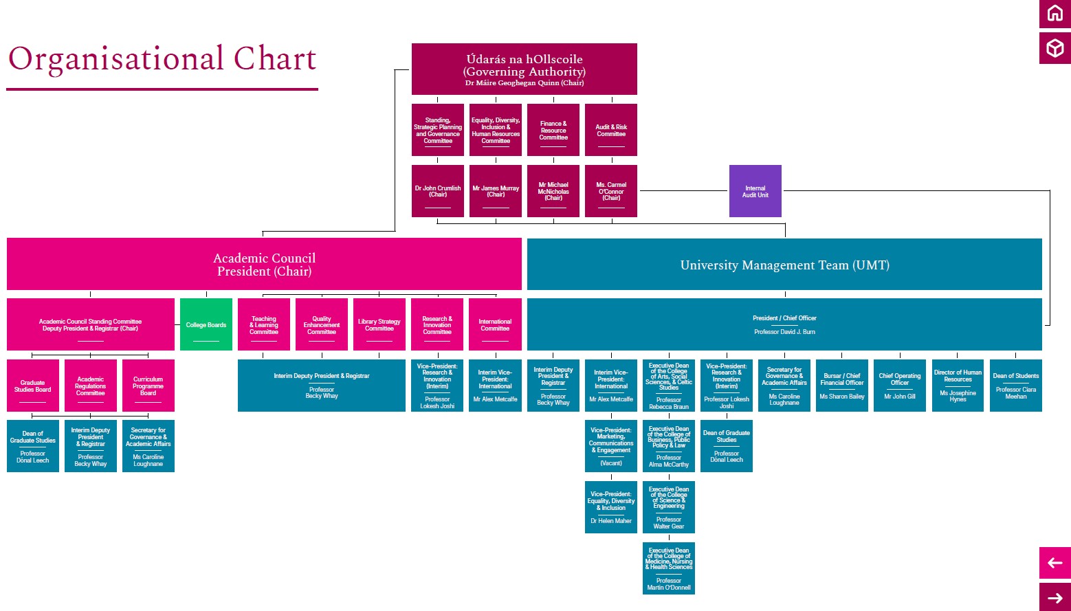 University of Galway Organisational Chart