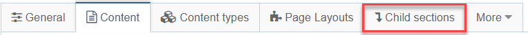 New tab for Child sections in v8.4.2