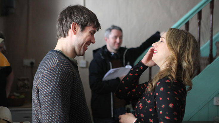 Courtesy of Magamedia - Foscadh filming with Dónal Ó Héalaí, Fionnuala Flaherty and Seán Breathnach