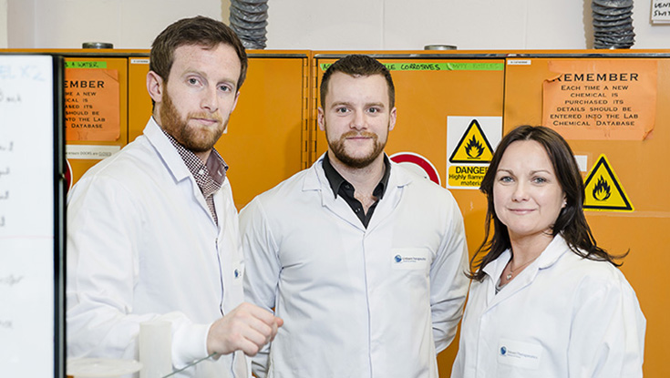 From left - Luke Watson, Operations Manager, Orbsen Therapeutics; Dr Paul Loftus, Process Developmen