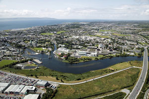 Aerial view of NUI Galway, Ireland